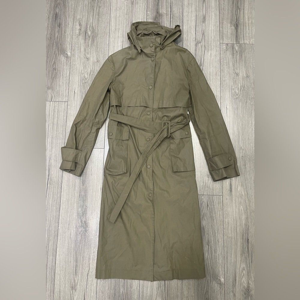 REMAIN‎ Birger Christensen Olive Green Trench Coat Size 0 Long Jacket